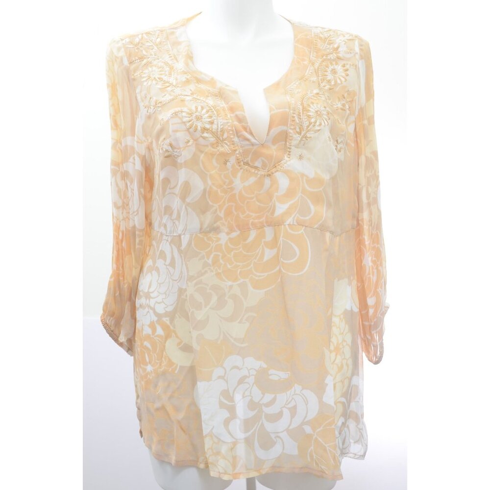 Avenue PLUS Size‎ 18/20 Embroidered Caftan Tunic Top 3/4 Sleeve Blouse Whimsy